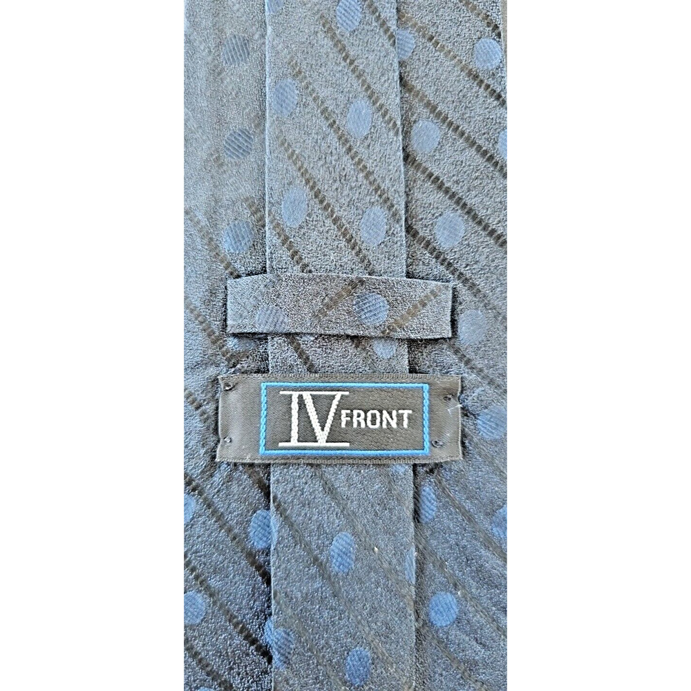 Men's Necktie IV Front Silk L58" W3.75" Blue polkadot